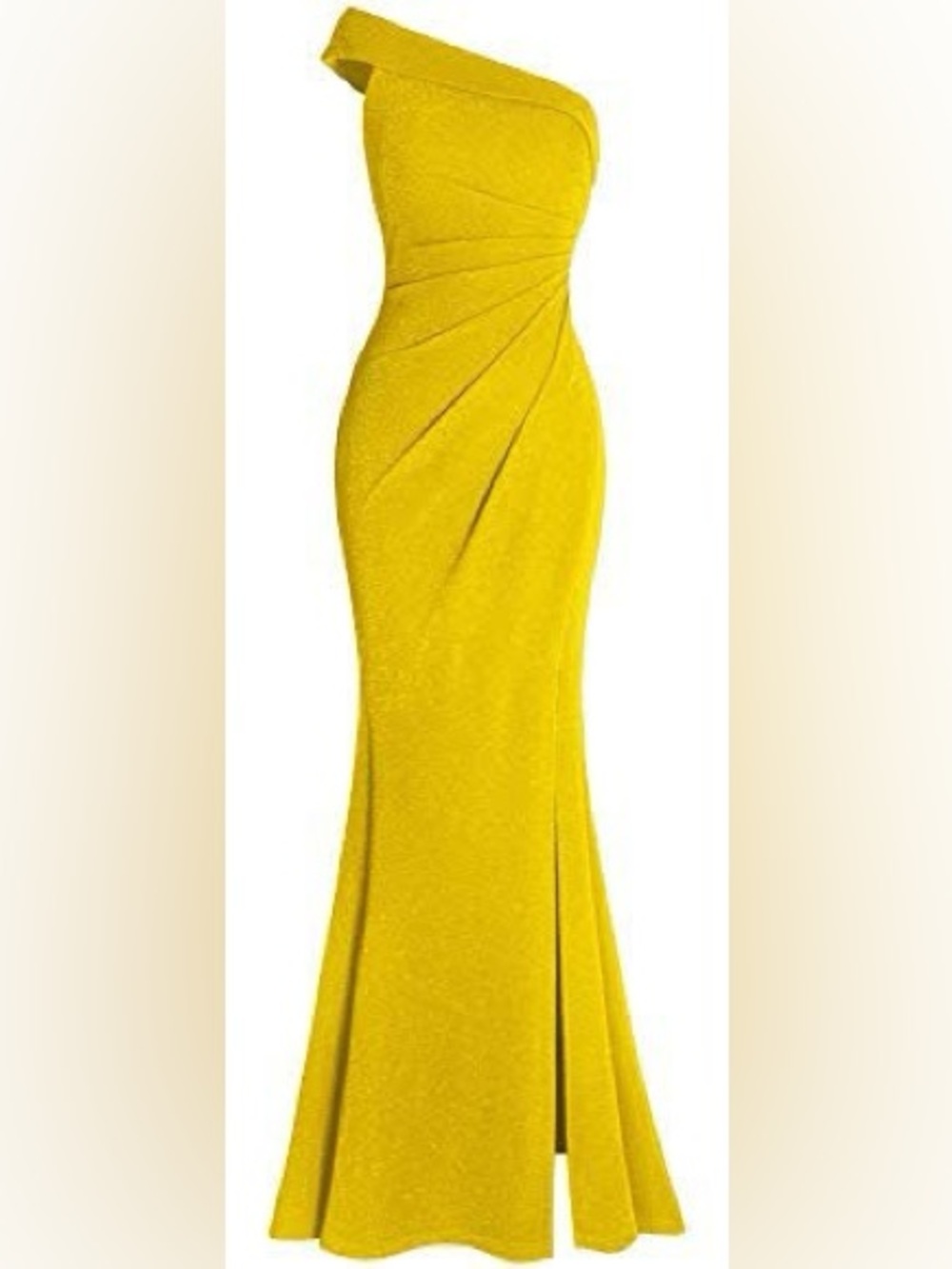 NWT One-Shoulder Yellow Mermaid Gown